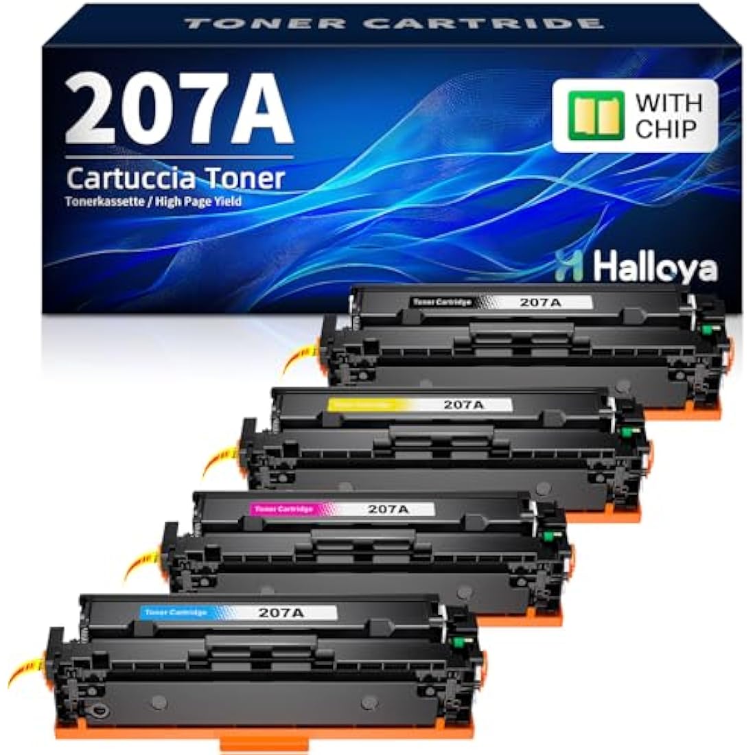 Halloya 207A Toner Cartridge 4-Pack for HP Color LaserJet Pro M283fdw M255dw
