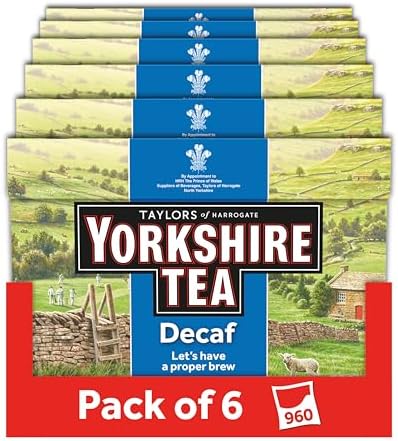 Yorkshire Tea Decaf - Bulk 960 Tea Bags (6 Boxes of 160) - Black Tea