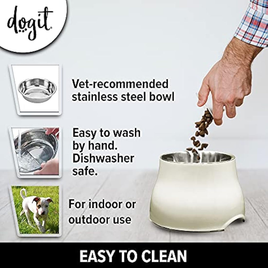Dogit 2-in-1 Elevated Dog Bowl – Stainless Steel & Melamine, 900 ml