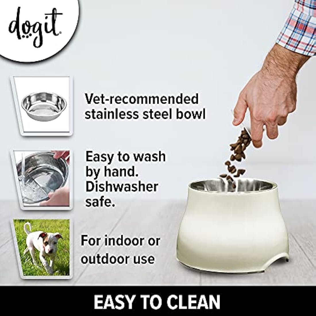 Dogit 2-in-1 Elevated Dog Bowl – Stainless Steel & Melamine, 900 ml