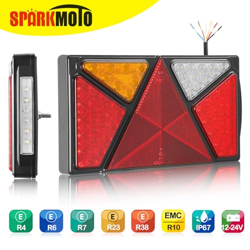 SPARKMOTO LED Trailer Tail Lights | 7-Function IP67 Waterproof 12V 24V