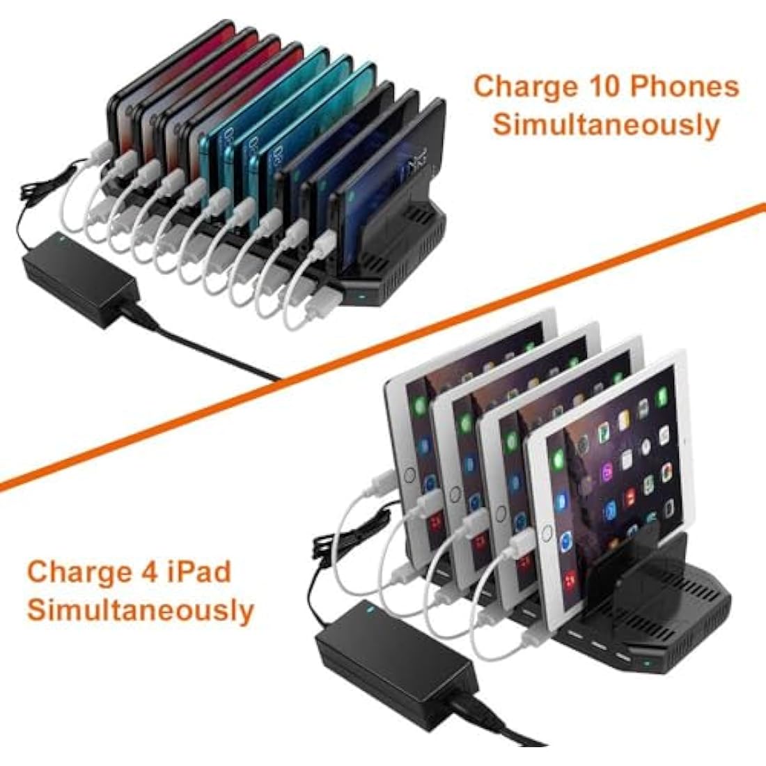 Alxum 60W 10-Port USB Charging Station | Fast Multi-Device Charger