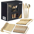 MATANA 180-Piece Gold Plastic Cutlery Set – Reusable Heavy Duty Tableware