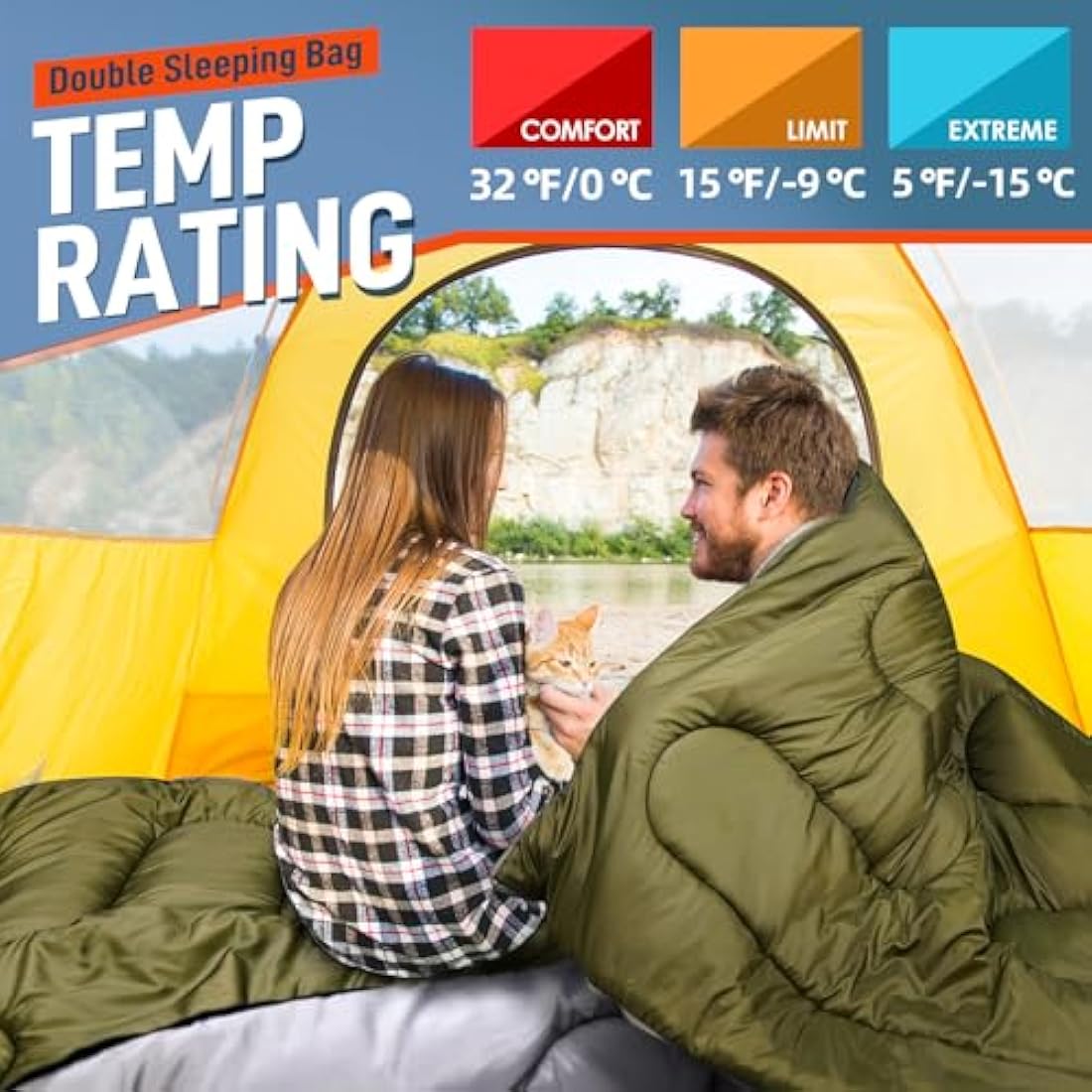 MEREZA XL Double Sleeping Bag | Waterproof 2 Person Camping Bed