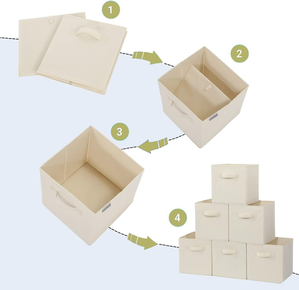 STORAGEIDEAS Storage Cubes, 11 Inch Cube Storage Bins, Set of 4, Fabric Foldable Storage Bins with Handles, Closet Storage Organizer Bins - image 4