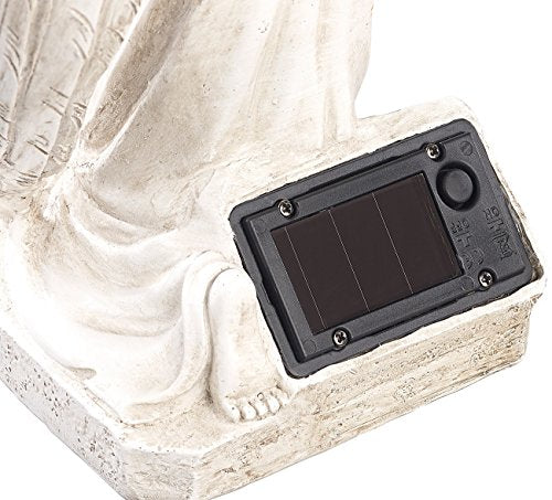 Lunartec Solar LED Guardian Angel - 24.5cm White Polyresin Grave Light