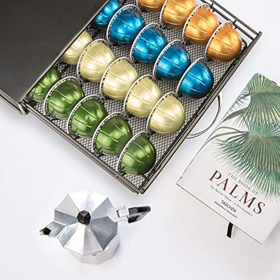 HiveNets Nespresso Vertuoline Capsule Drawer – 40 Pod Metal Storage