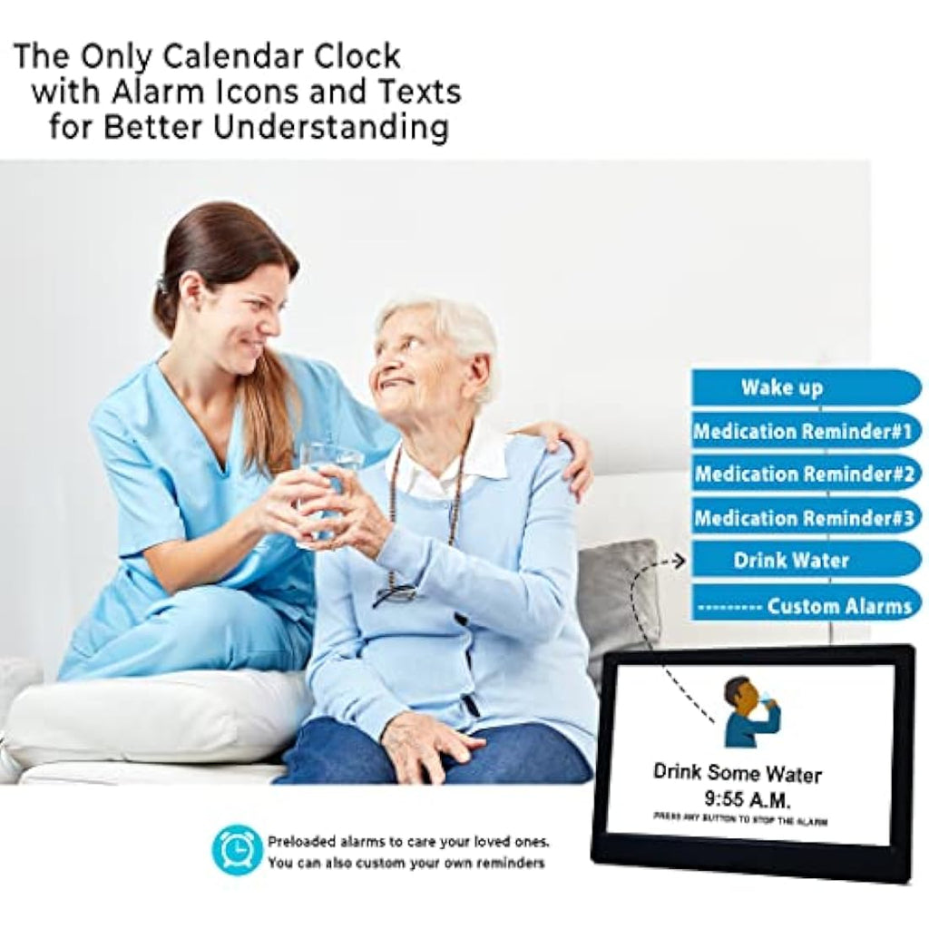 Véfaîî 10" Digital Calendar Day Clock with Remote for Seniors & Dementia