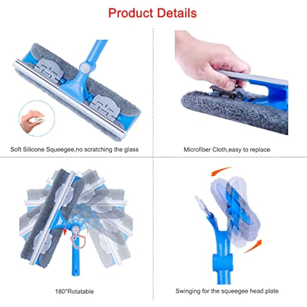 Mitclear 12ft Window Squeegee Cleaner Kit with Extension Pole & Washer