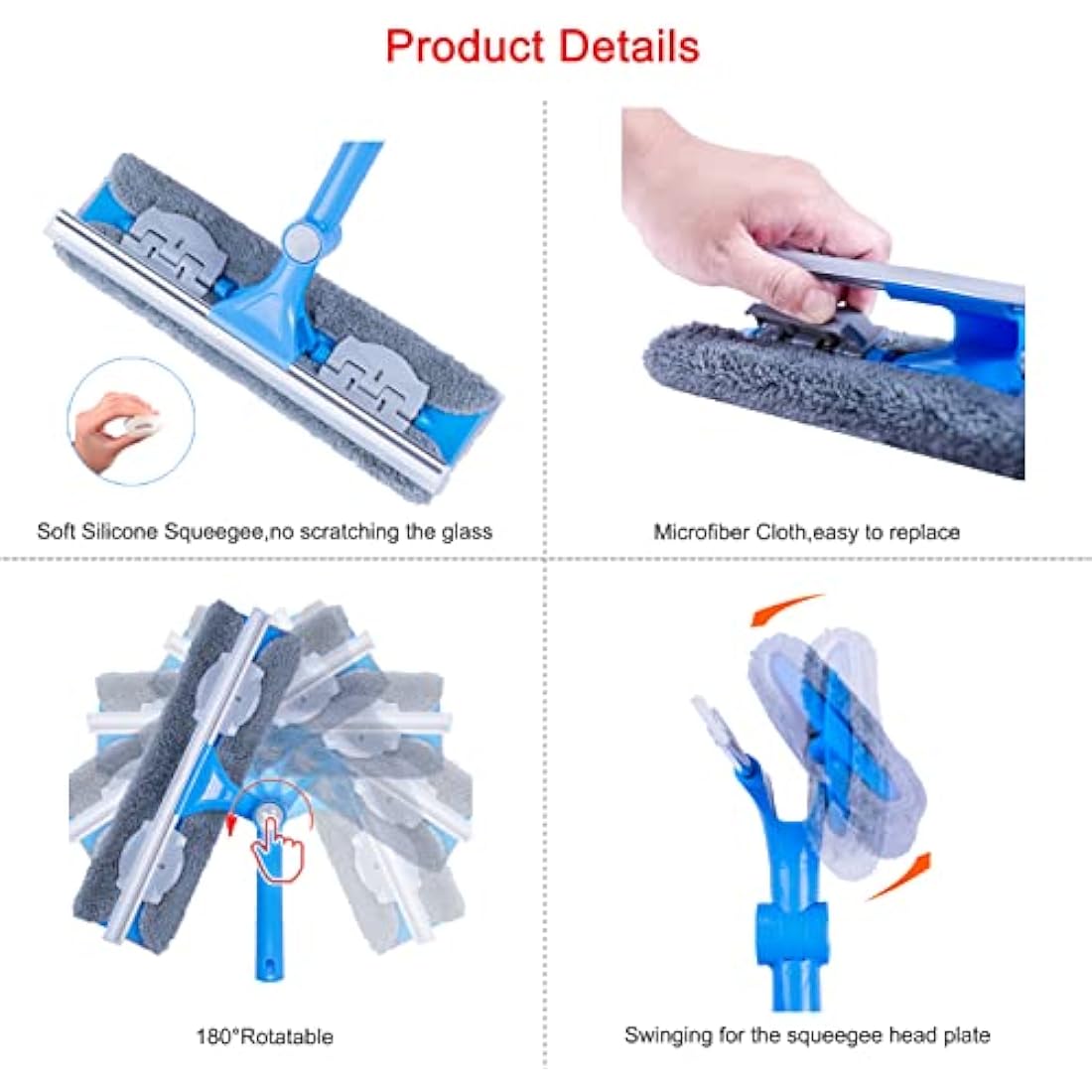 Mitclear 12ft Window Squeegee Cleaner Kit with Extension Pole & Washer