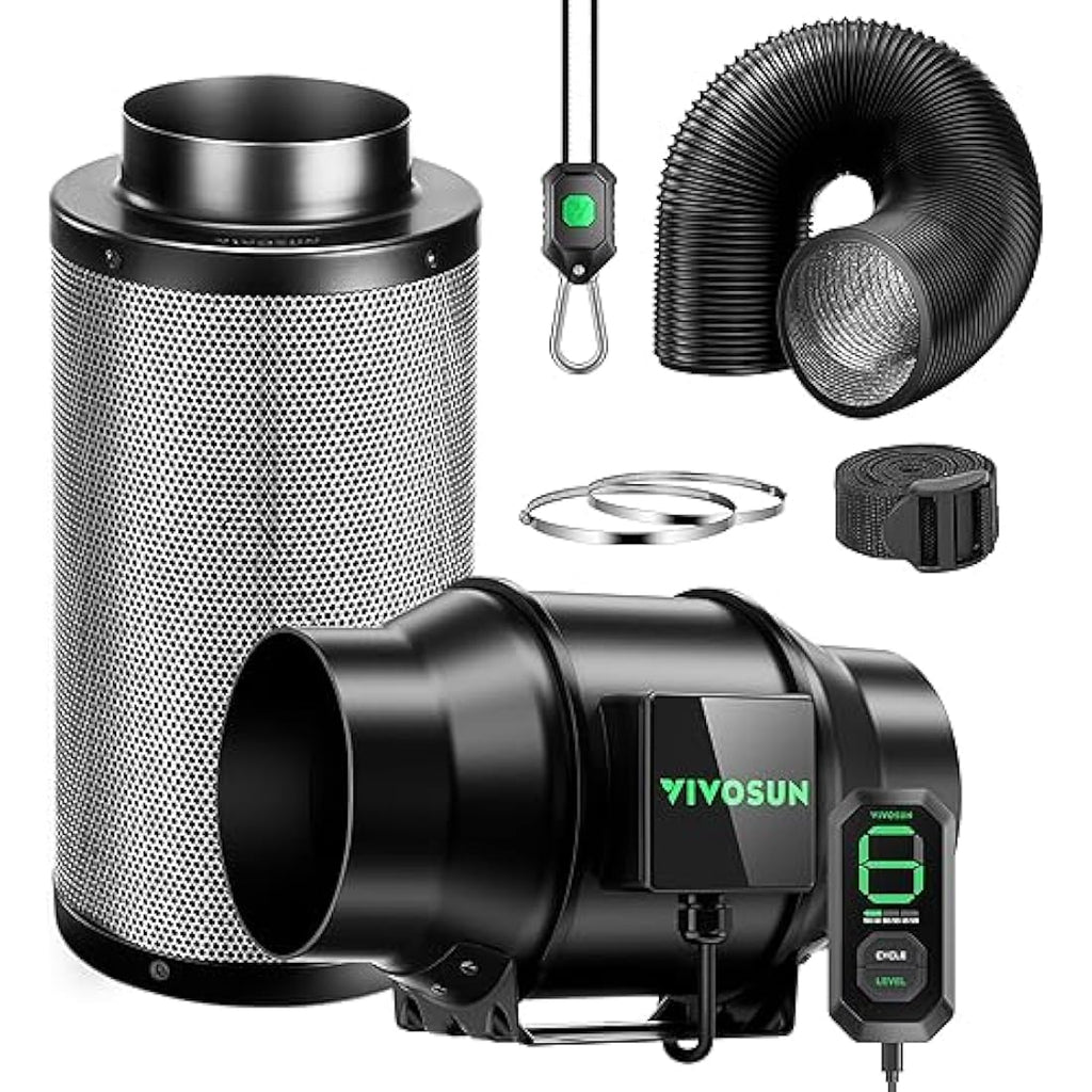 VIVOSUN AeroZesh G6 150mm Grow Tent Ventilation Kit with E12 Controller