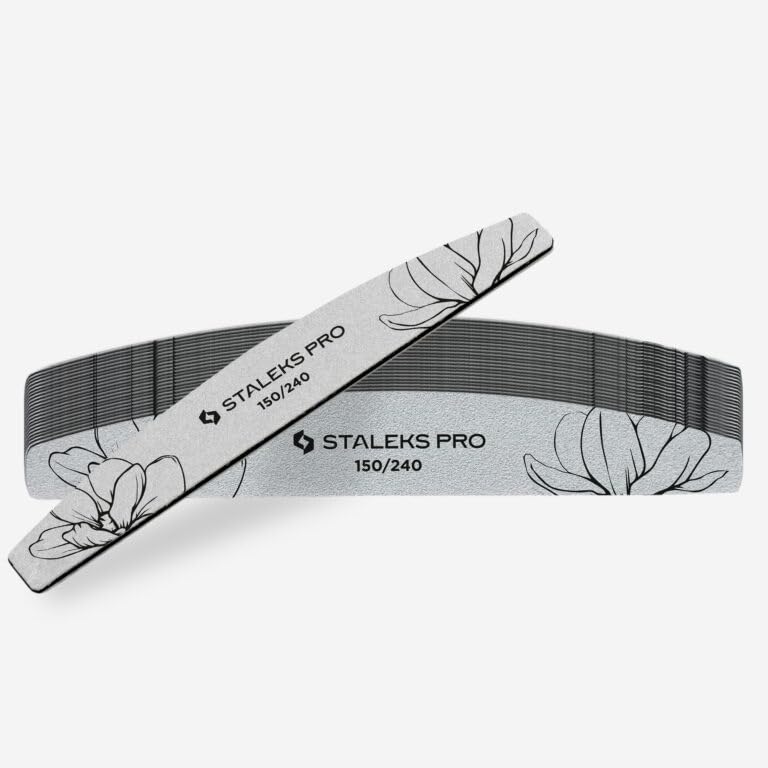 STALEKS PRO Crescent Mineral Nail File 100/180 Grit - Set of 25