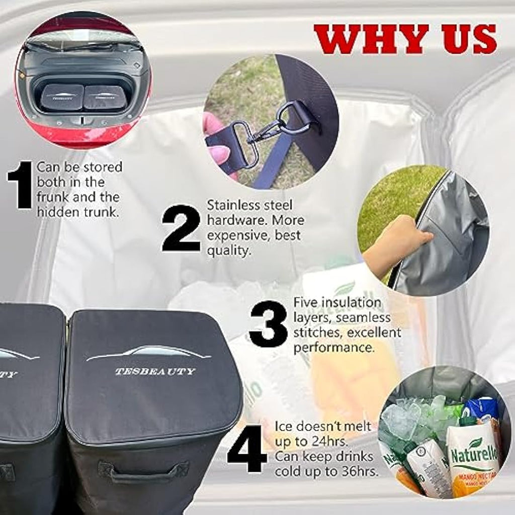 Tesbeauty Insulated Leakproof Cooler Bags for Tesla Model Y/X Frunk