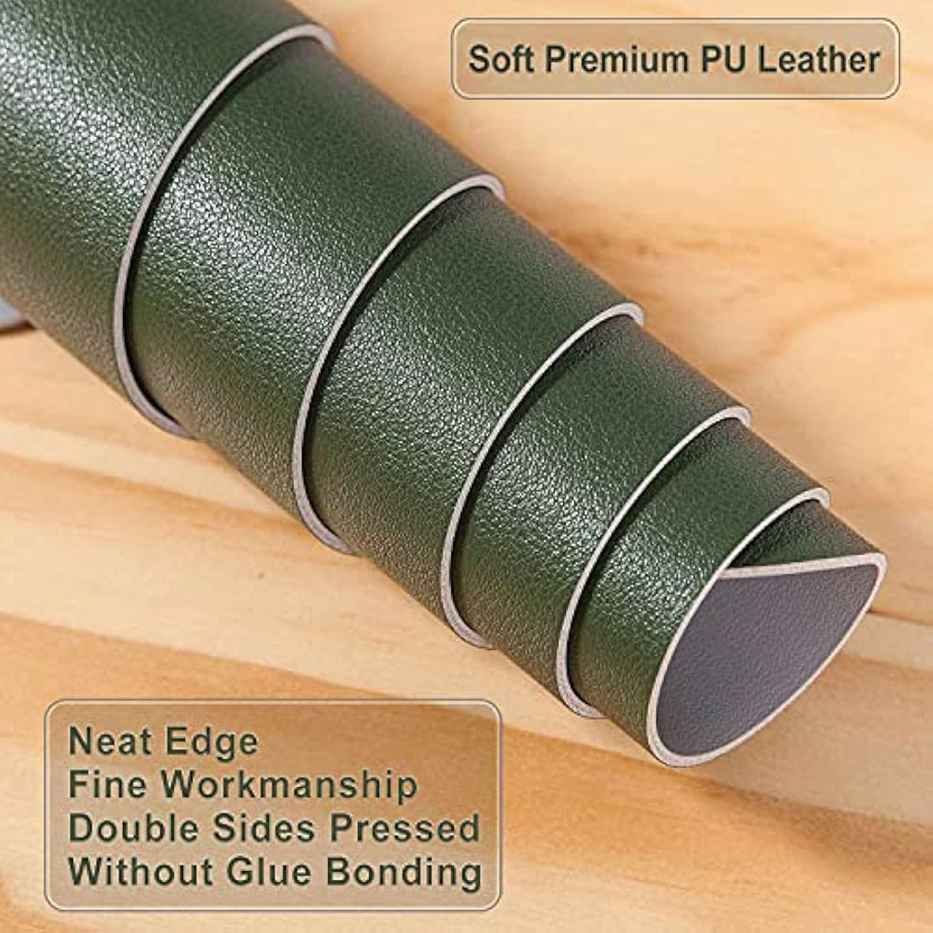 DOBAOJIA Dual-Side PU Leather Desk Pad - Waterproof Mouse Mat, Dark Green
