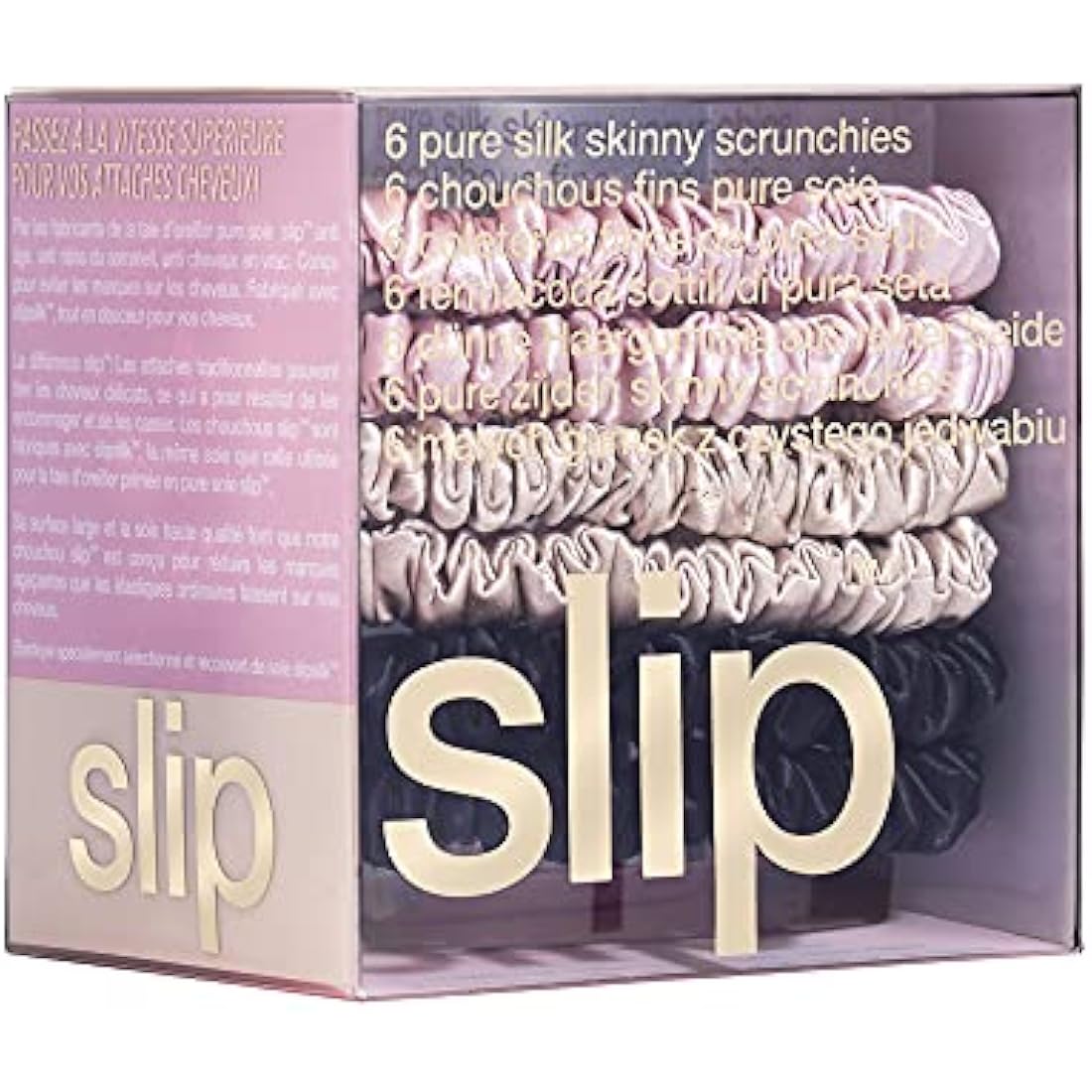 Slip 100% Pure Mulberry Silk Skinnie Scrunchies - 6 Pack Hair Ties