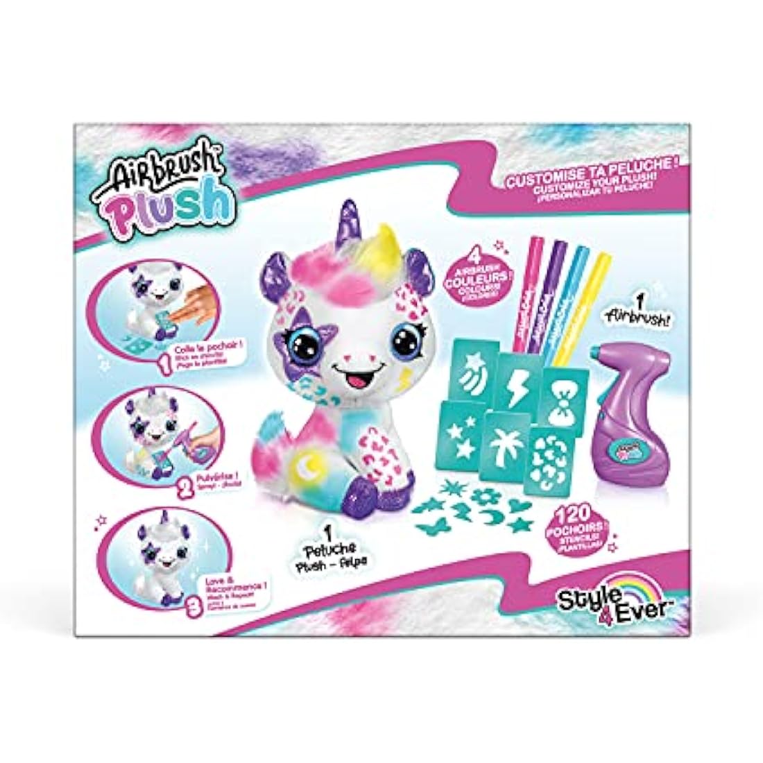 Canal Toys Unicorn Airbrush Plush - DIY Spray Art Toy with Stencils
