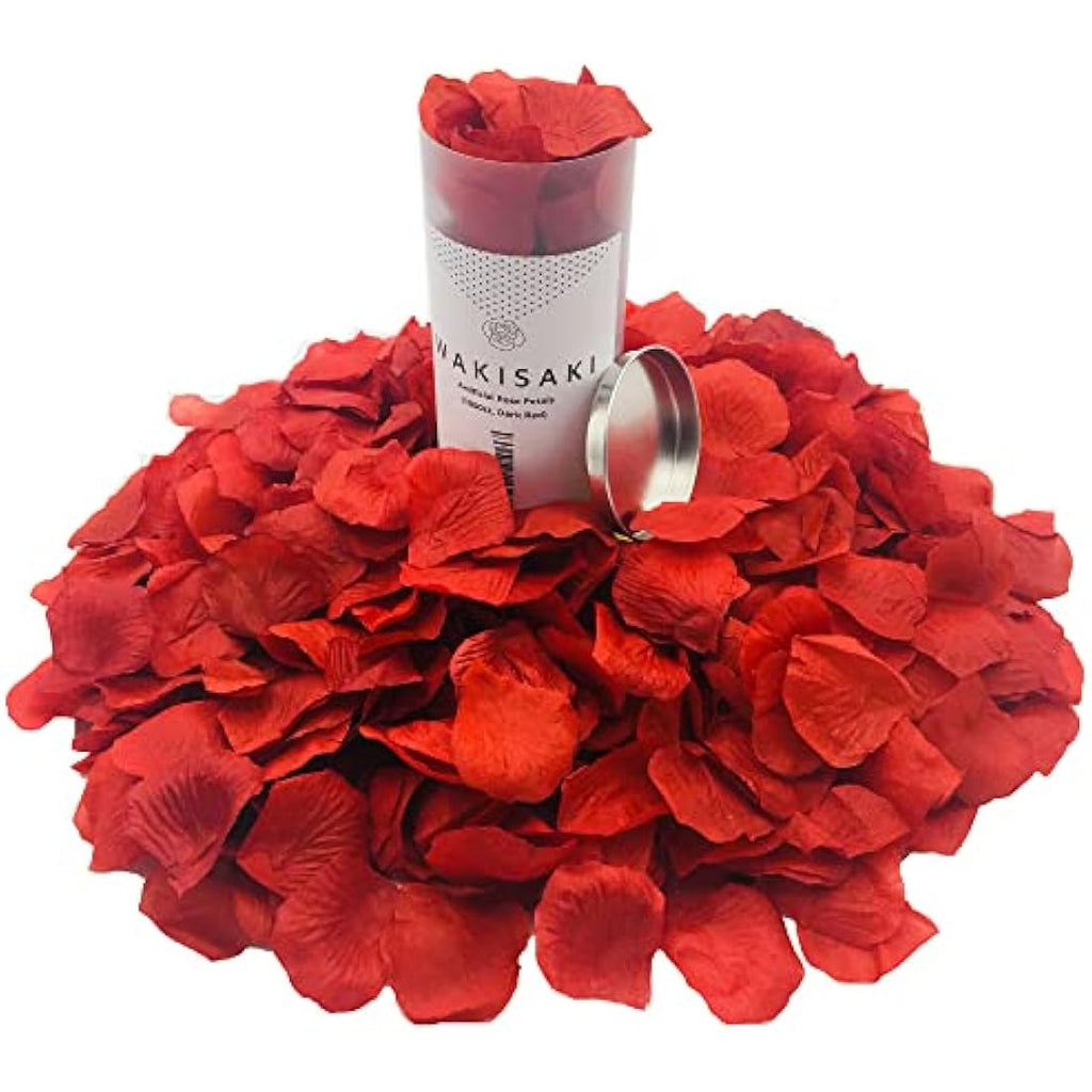 WAKISAKI Dark Red Artificial Rose Petals - Deodorized & Ready-to-Use (1000 CT)