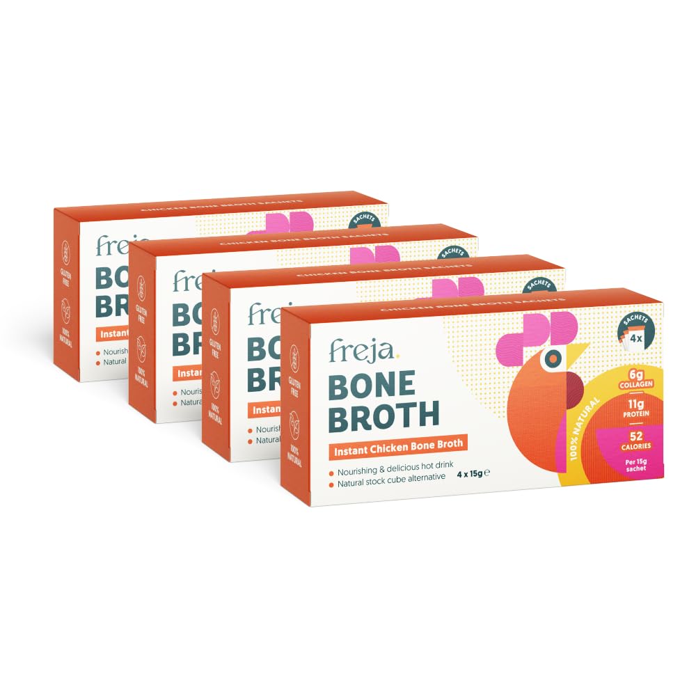 Freja Instant Chicken Bone Broth - Natural Collagen & Protein - 16 Sachets