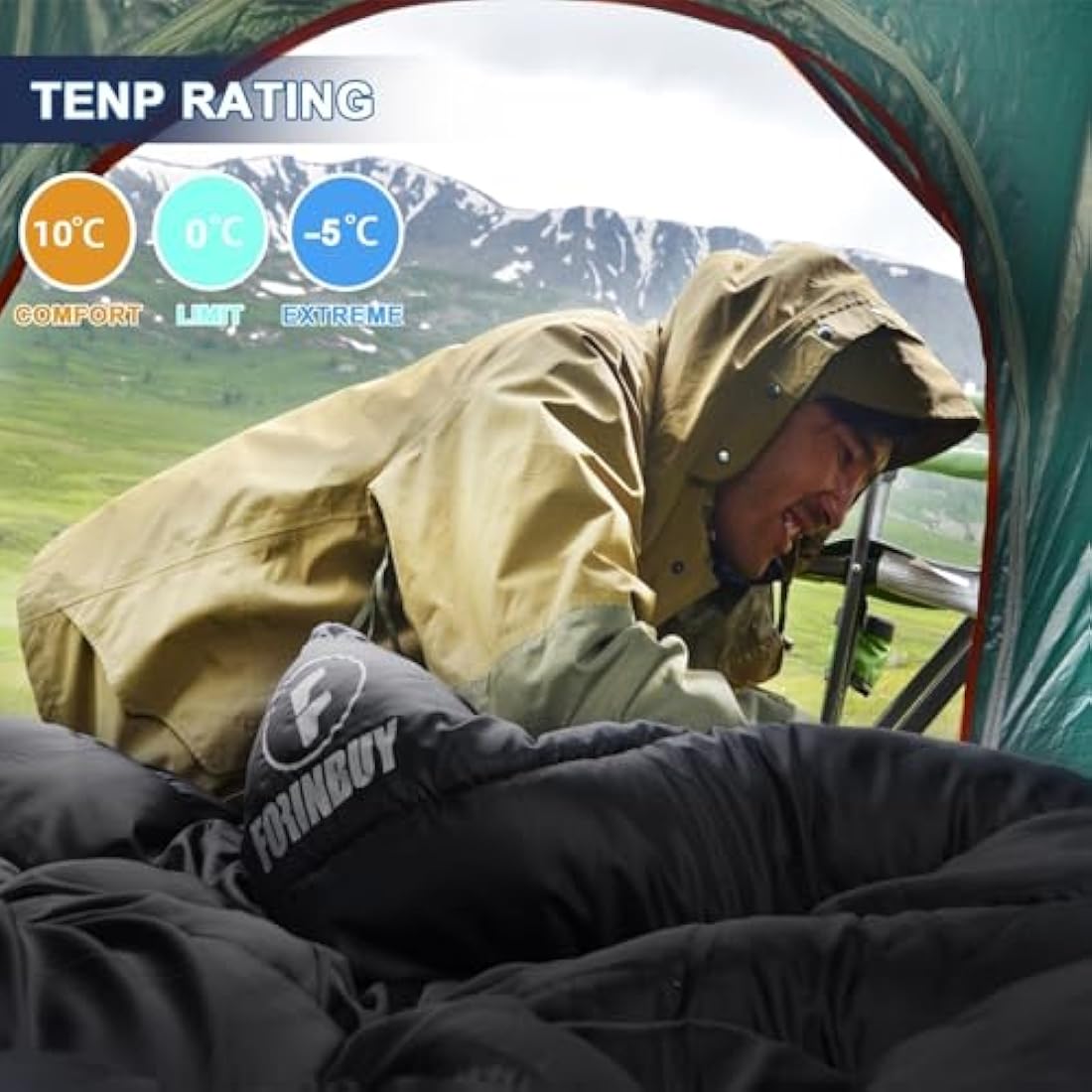 FORINBUY Double Sleeping Bag – Queen Size Winter Flannel 2 Person Bag