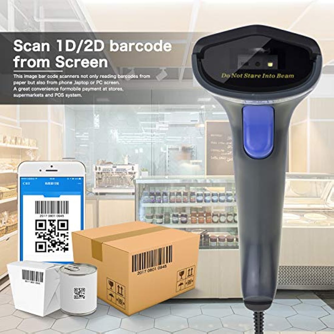 NETUM 2D QR Barcode Scanner – Handheld USB Wired Imager for POS