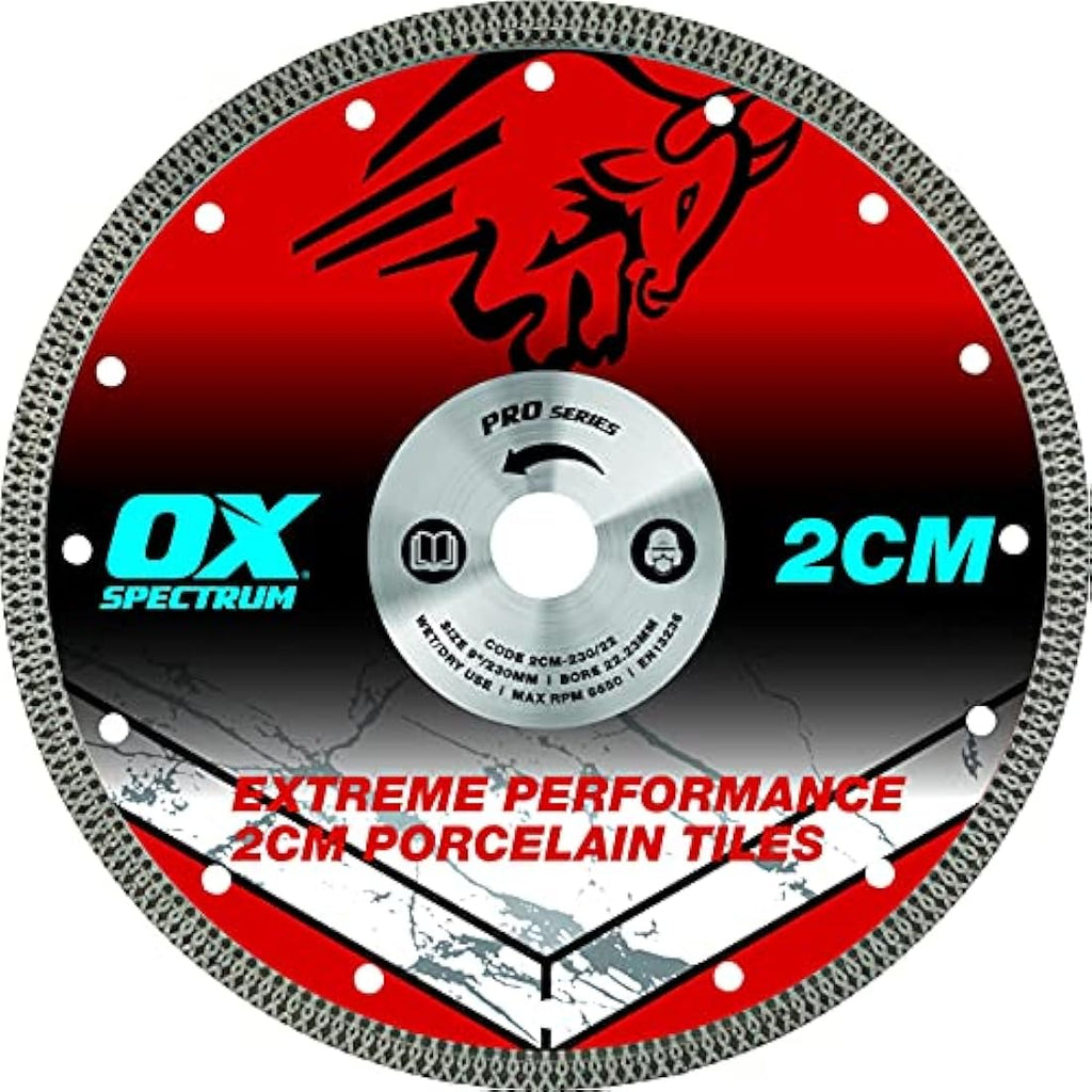 OX Pro 2CM Porcelain Cutting Diamond Blade - 230/22.23mm Blue
