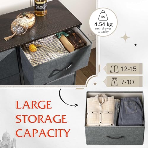 WLIVE 6-Drawer Fabric Dresser | Steel Frame Storage Cabinet, Black Walnut