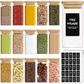 ComSaf 16Pcs Glass Spice Jars with Bamboo Lids - 10oz Airtight Containers