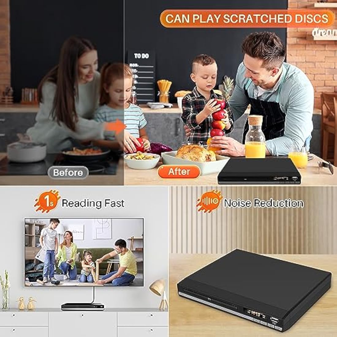 OKYUK Region Free DVD Player | 1080P HD Upscaling with HDMI & RCA Cables