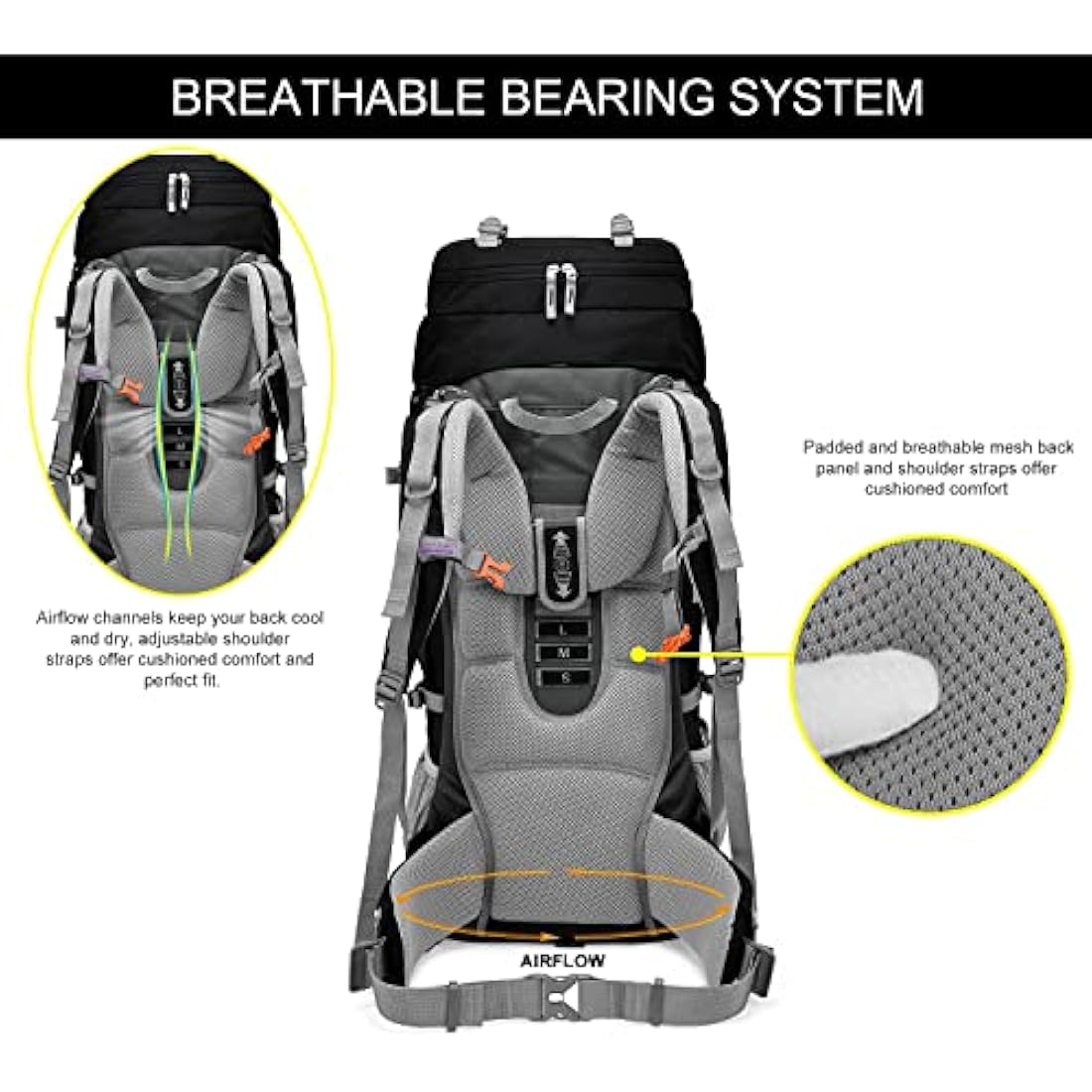 MOUNTAINTOP 80L Hiking Backpack – Waterproof Nylon Trekking Rucksack