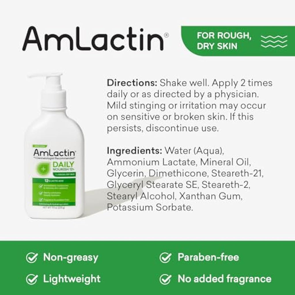 AmLactin Daily Moisturizing Body Lotion - 2 Pack (7.9 oz) Lactic Acid