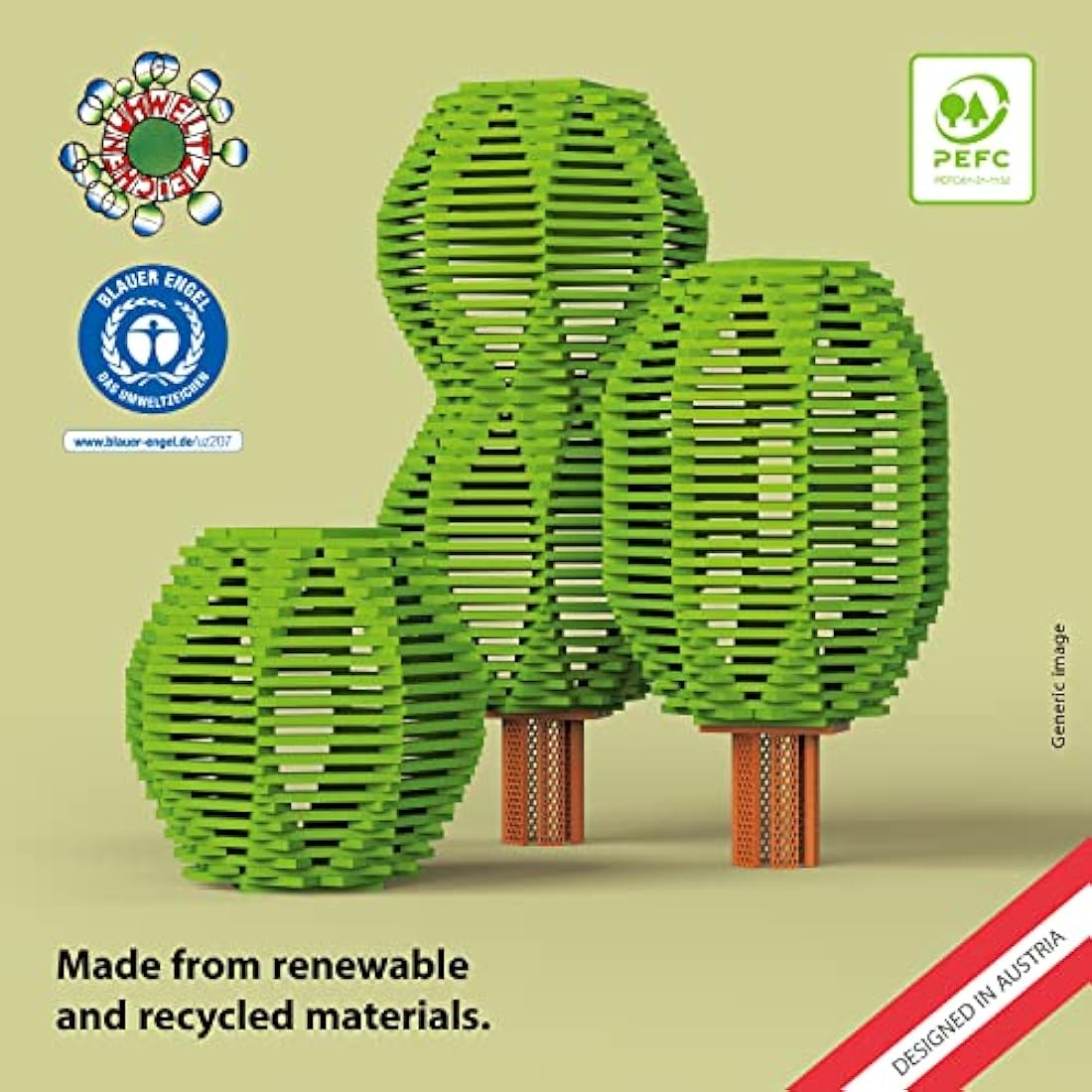 Bioblo Sustainable Wooden Building Blocks | 200 Piece Multi Mix Fun Box
