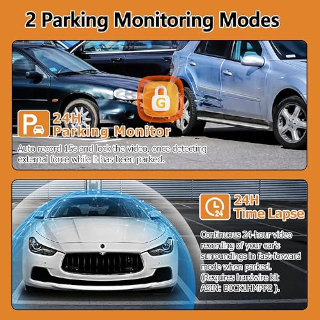 Diamond Lark 2K Dual Dash Cam – WiFi Car Camera with 32GB Card & Night Vision