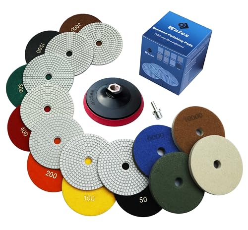 Waies 11-Piece Diamond Polishing Pad Kit with M14 Backer for Granite