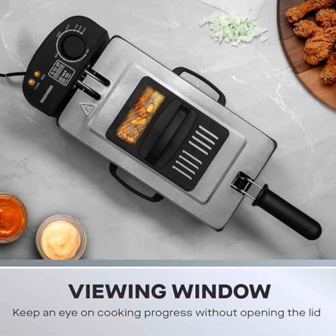 Daewoo 3L Deep Fat Fryer – 2000W Electric Steel Fryer with Window