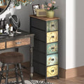 VEDECASA Slim 5-Drawer Storage Tower – Retro Fabric Chest of Drawers