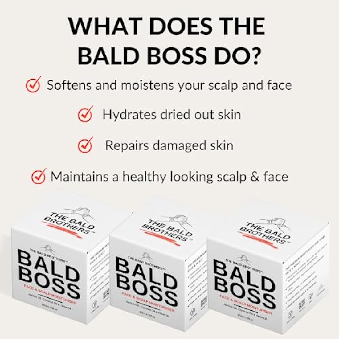 The Bald Brothers Bald Boss Scalp & Face Moisturiser - 2 Pack Vegan Cream