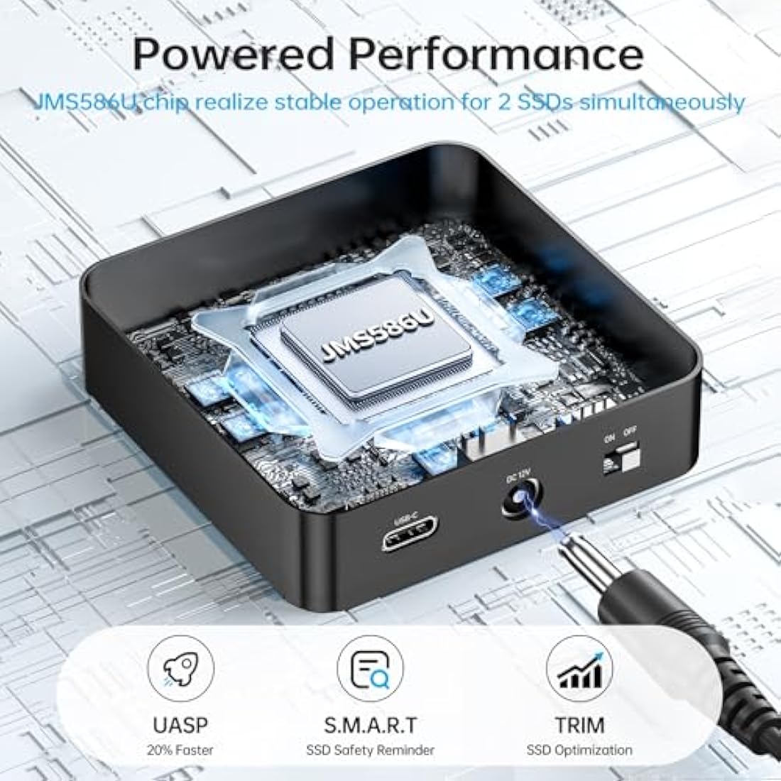 SSK Dual Bay M.2 NVMe SSD Cloner | 20Gbps USB 3.2 Gen 2x2 Docking Station