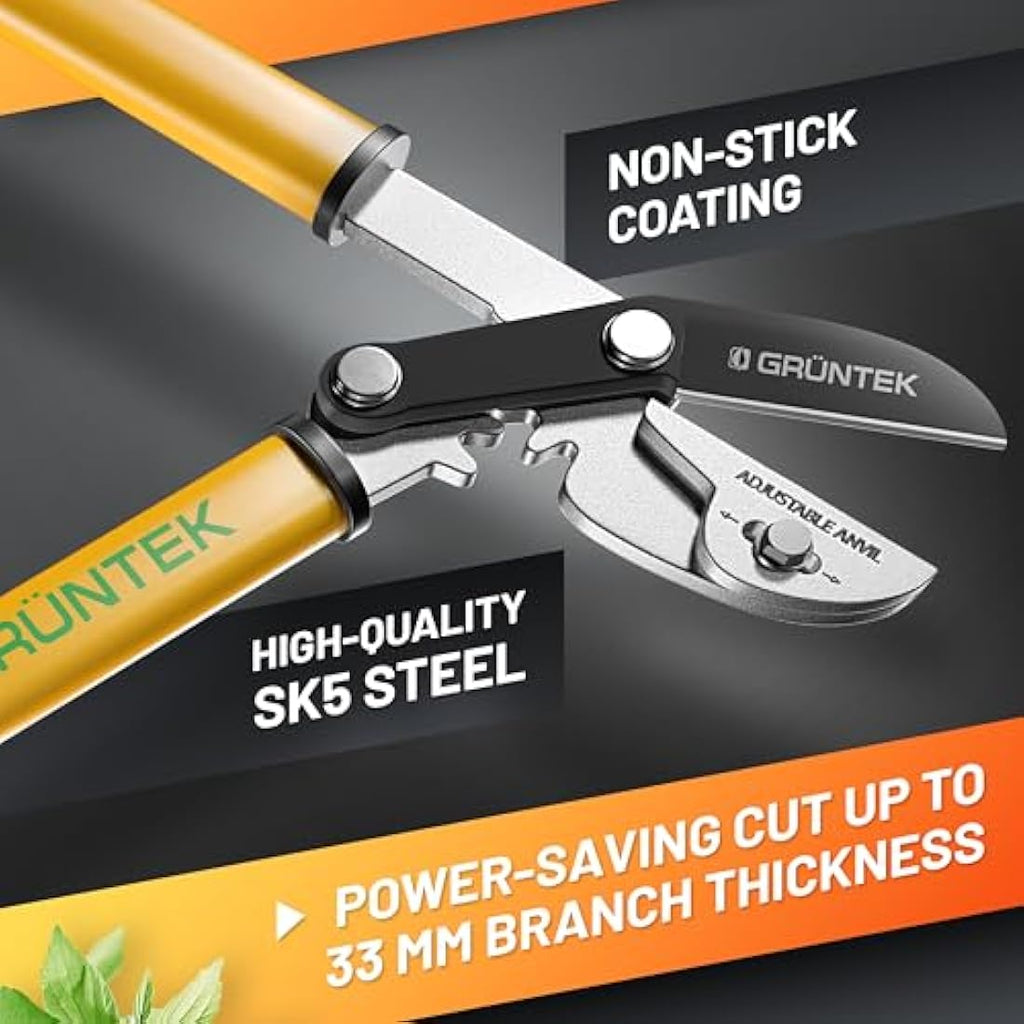 Grüntek Grizzly Anvil Pruning Loppers – 470mm Gear Drive Garden Shears