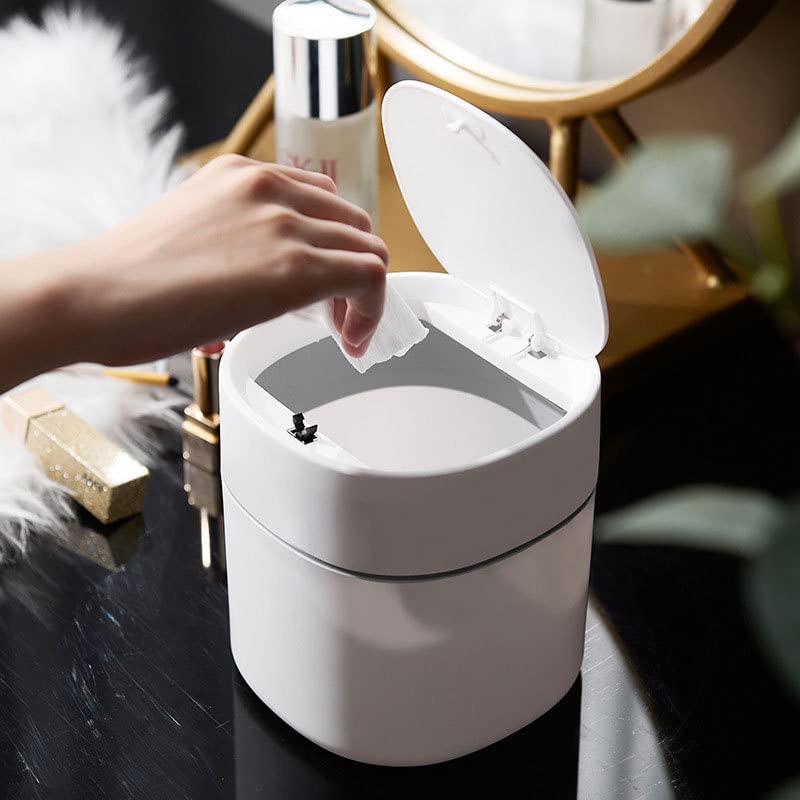 ETRAVEL plastics Small bin office desk bin with lid for countertop, cosmetic table top, bathroom, bedroom, kids WHITE - image 4