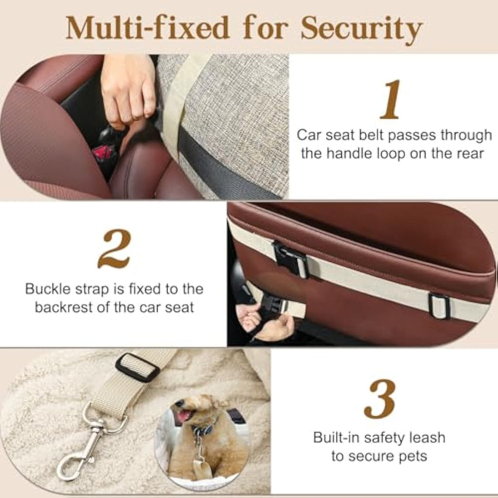 Pawaboo Small Dog Booster Car Seat | Waterproof Travel Bed up to 25lbs
