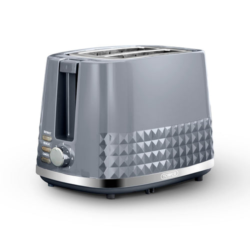 Tower Solitaire 2 Slice Toaster – 850W Grey with Chrome Accents