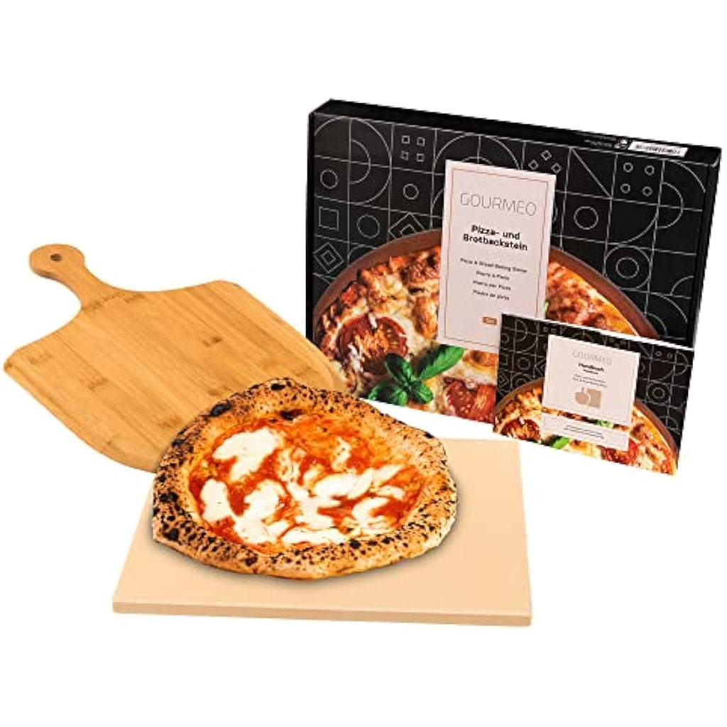 Cordierite Pizza Stone Kit with Bamboo Paddle – 38x30cm