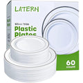 LATERN 60Pcs Silver Rim Plastic Dinnerware Set | Reusable Party Plates