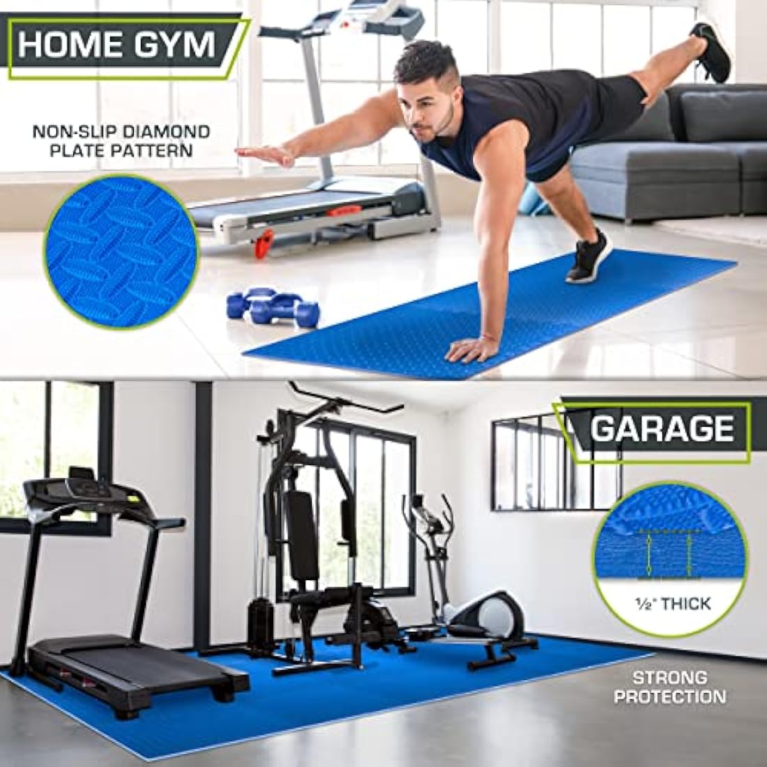 ProsourceFit Puzzle Exercise Mat – 1/2 Inch EVA Foam Tiles, Blue, 144 Sq Ft