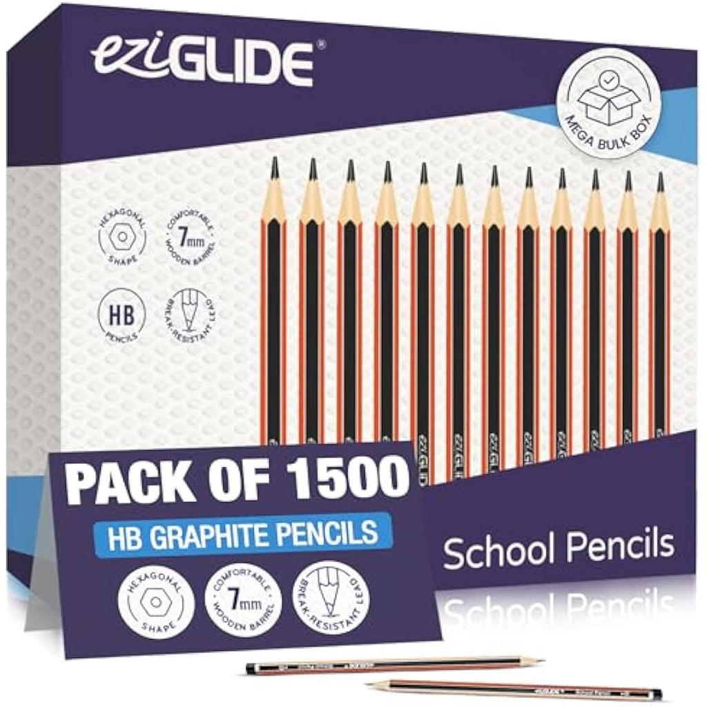 Eziglide HB Graphite Pencils – Bulk Pack of 1500 Presharpened School Pencils