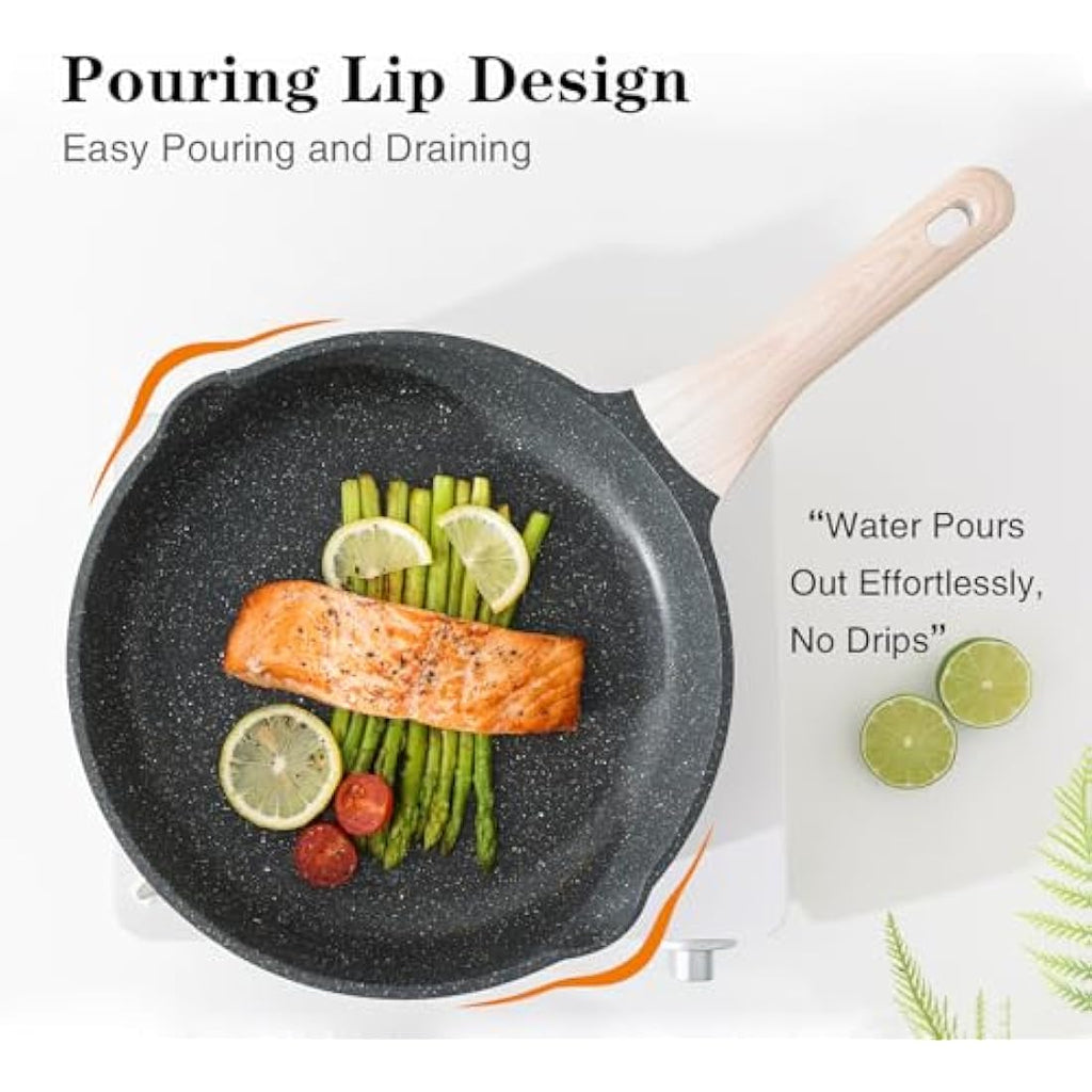 Kordisen 28cm Nonstick Granite Frying Pan | Induction Skillet with Spouts