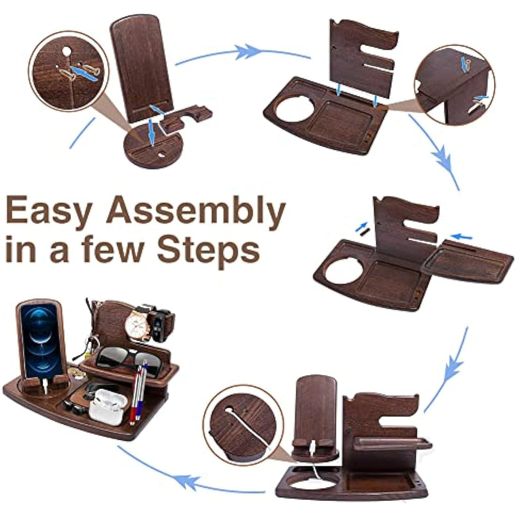 Jolof Store Wood Phone Docking Station – Bedside Nightstand Organiser
