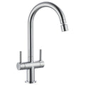 Chrome Kitchen Mixer Tap - Dual Lever Brass Swivel Faucet