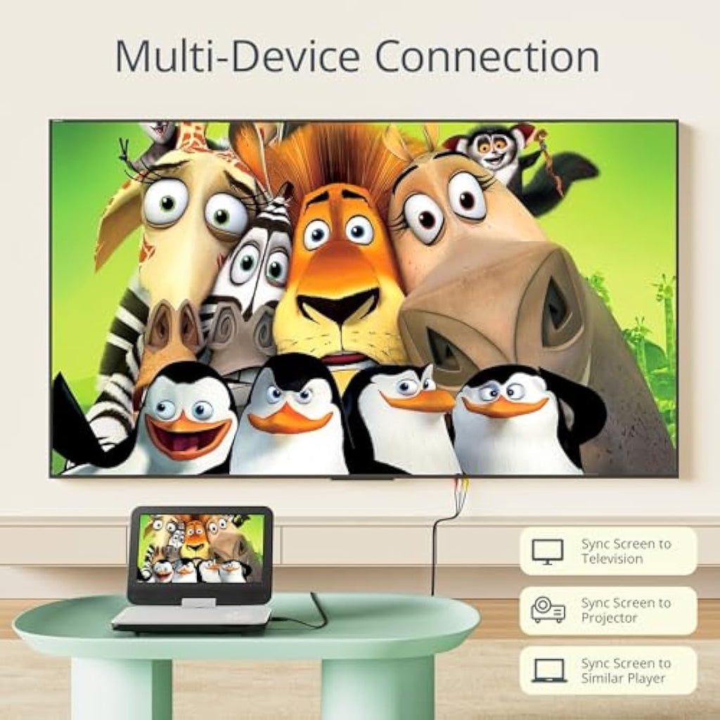 YOTON 12.5" Portable DVD Player - 10.5" Swivel Screen, Region Free, White