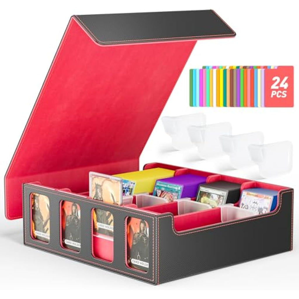 Hot Bee MTG Card Storage Box | 2400+ Deck Case PU Leather - Red